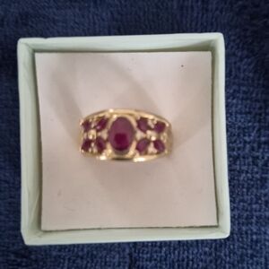 Ross-Simons Gold Ring with Red Gemstones